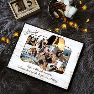 Gifts for Photographers, Unique Cameraman Personalized Photos Collage Canvas Poster