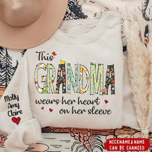 Wears Her Heart On Her Sleeve - Family Personalized Sweatshirt