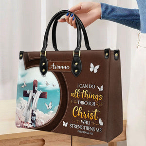 Personalized I Can Do All Things Through Christ-Bible Verse Leather Bag