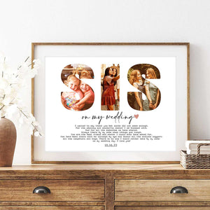 Personalized Mom/Dad/Sis on my wedding Photo Frame, Custom Photo Collage Poster