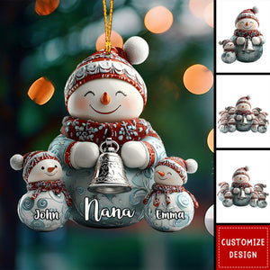 Merry Christmas - Personalized Grandma Snowman Family Ornament