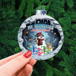 Personalized Christmas Acrylic Ornament Cute Snowmies My Grandkids Melt My Heart Grandma