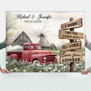 Best Couple Wedding Anniversary Gifts Personalized Farmhouse Old Truck Canvas Poster