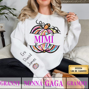 Gigi Grandma Painted Pumpkin - Family Personalized  Fall Sweatshirt