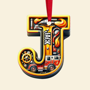 Personalized Alphabet Letter Gifts For Fire Truck Lover Christmas Ornament