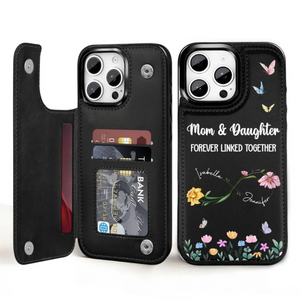 Forever Linked Together - Personalized Leather Flip Wallet Phone Case