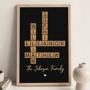 Family Crossword Art - Created In A Moment, Treasured Forever Personalized Poster