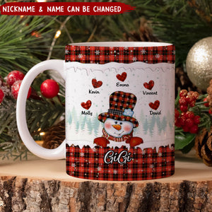 Cute Snowman Nana Mom Sweet Heart Kids Personalized Mug