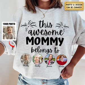 This Awesome Grandma Belongs To - Personalized Photo Sweatshirt - Gift for Grandma,Mom,Wife