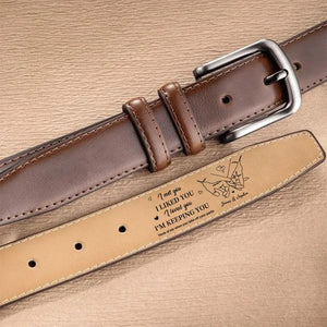 Personalized I Liked You Holding Hands Men's Casual Buckle Leather Belt with Engraved Name Gift for Husband Boyfriend