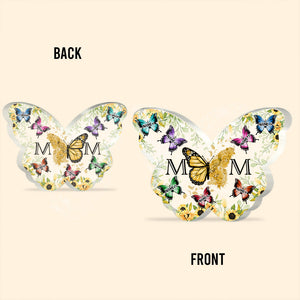 Mom And Kids Floral Butterflies - Personalized Gift For Mother Custom Shaped Acrylic Plaque