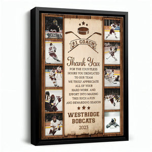 Hockey Photo Collage Personalized Canvas/Poster, High School Hockey Coach Thank You Gift