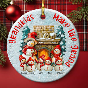 Chilling With My Grandkids Grandma Personalized Christmas Ceramic Ornament