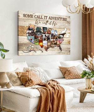 A Unique United States Map Travel Map Photo Collage Personalized Canvas/Poster Gift