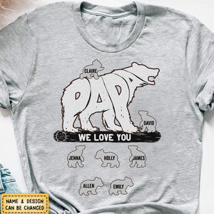 Personalized Bear Pure Cotton T-Shirt Gift For Father, Grandfather