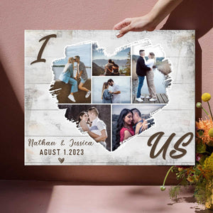 Personalized Couple Heart Shaped Photo Collage Poster,Wedding Anniversary Valentines Gift For Her Him