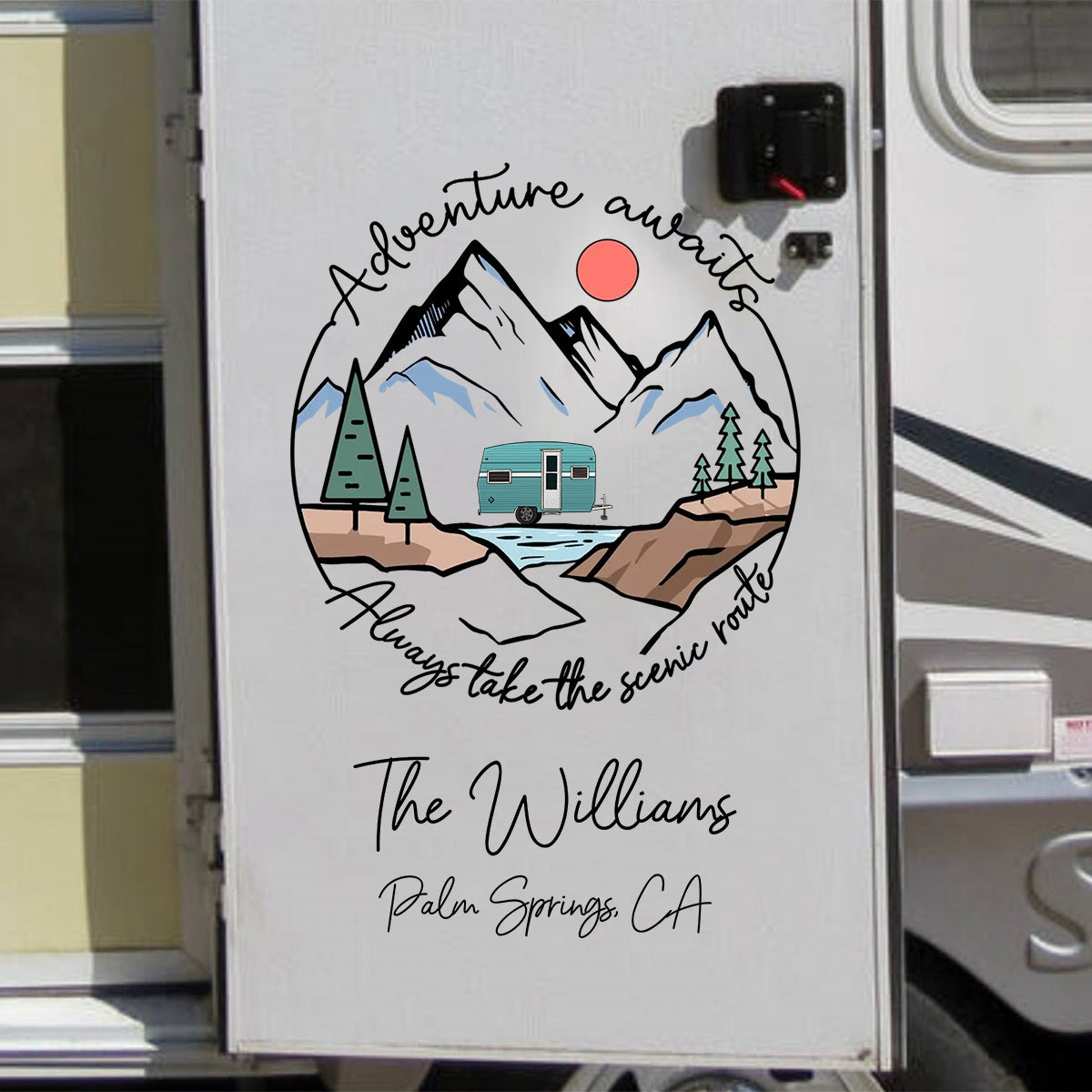 Adventure Awaits - Personalized Decal, Gift For Camping Lovers