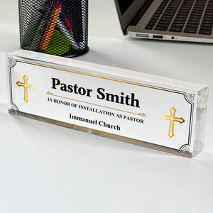 Personalized Pastor Desk Name Acrylic Plaque,Acrylic Office Name Sign, Pastor Desk Name Plate