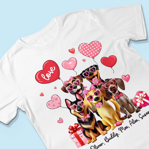 Personalized Heart Balloon T-Shirt Gift For Dog Mom, Couple Gift