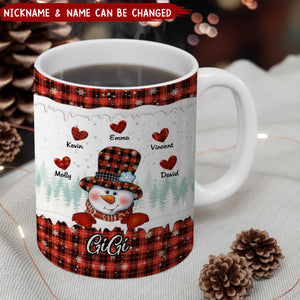 Cute Snowman Nana Mom Sweet Heart Kids Personalized Mug