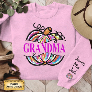 Gigi Grandma Painted Pumpkin - Family Personalized  Fall Sweatshirt