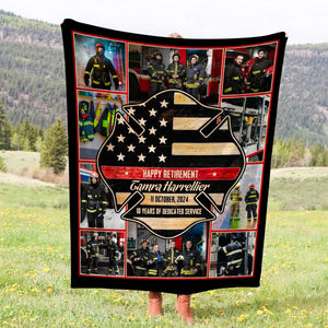 Custom Firefighter Photo Collage Personalized Firefighter Retirement Blanket