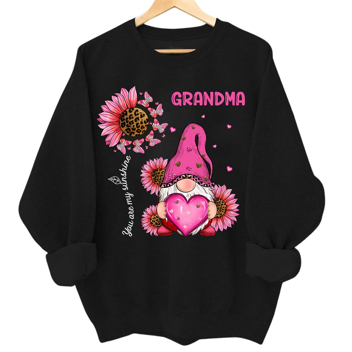 Unique Pinky Leopard Grandma Mom Butterfly Kids Personalized Sweatshirt