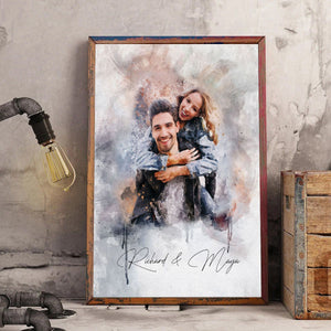 Personalized Art Print from Photo, Couple Watercolor Portrait Gift for Wedding Anniversary Engagement