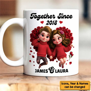 Gift For Couple Together Since Cartoon Style Personalized Ceramic Accent Mug