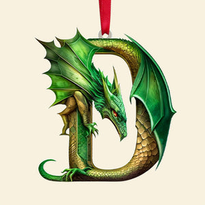 Personalized Custom Alphabet Letter Christmas - Dragon Hanging Ornament