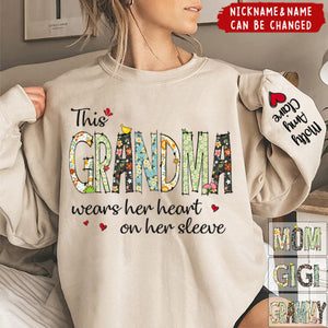 Wears Her Heart On Her Sleeve - Family Personalized Sweatshirt