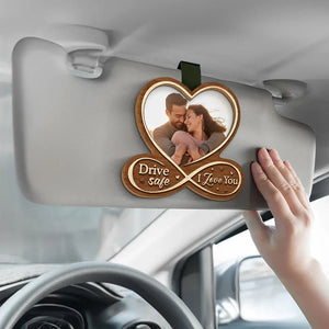 Drive Safe, I Love You - Couple Personalized Custom Photo Car Visor Clip - Christmas Gift For Husband Wife, Anniversary