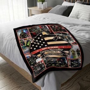 Custom Firefighter Photo Collage Personalized Firefighter Retirement Blanket