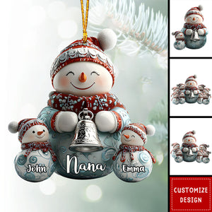 Merry Christmas - Personalized Grandma Snowman Family Ornament