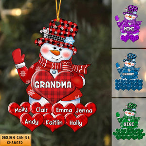 Colorful Christmas Snowman Grandma Mom Little Heart Kids- Personalized Ornament