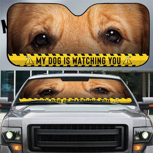 Custom Photo Funny Face Husband Wife Dog Cat Is Watching You - Gift For Family, Pet Lovers - Personalized Car Window Auto Sunshade