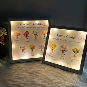 Customized Mom's Garden Birth Flower Light Frame Box