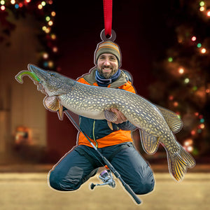 Fishing Big Fishes Custom Photo Personalized Christmas Acrylic Ornament