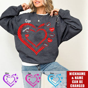 Personalized Gift For Grandma Heart Polka Dot Sweatshirt