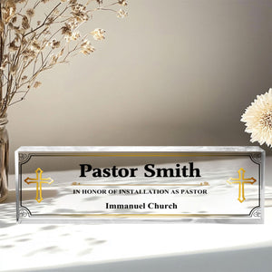 Personalized Pastor Desk Name Acrylic Plaque,Acrylic Office Name Sign, Pastor Desk Name Plate