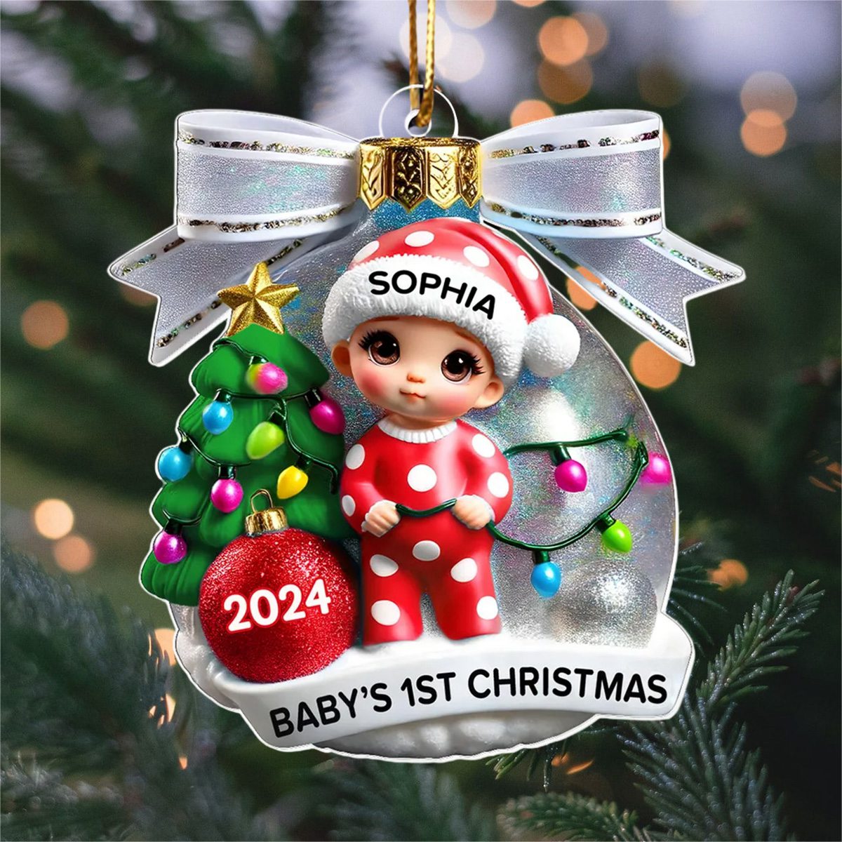 Baby First Christmas Personalized Ornament Gift for Newborn