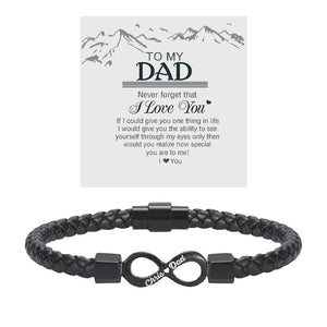 To My DAD-Personalized Dual Name Infinity Leather Bracelet