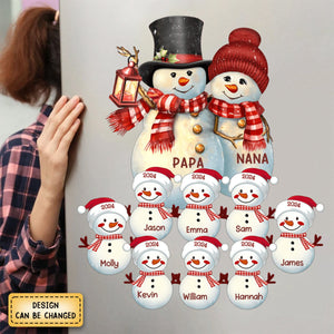 Couple Snowman Christmas Grandma Grandpa With Grandkids Personalized Decal