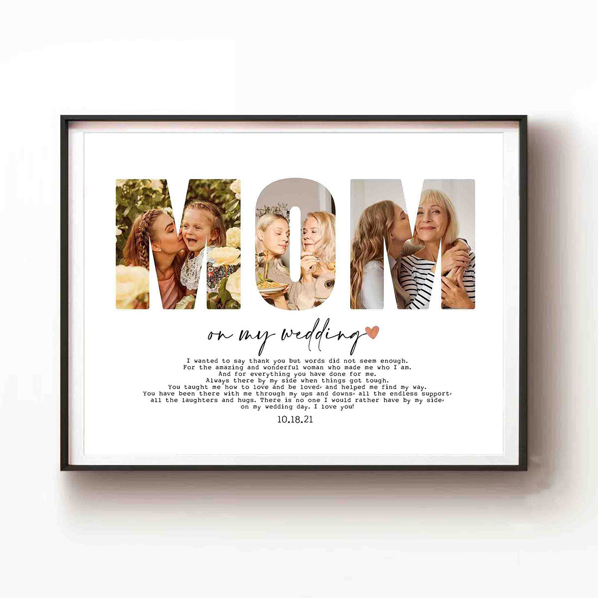 Personalized Mom/Dad/Sis on my wedding Photo Frame, Custom Photo Collage Poster