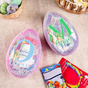 Personalized Cute Bunny Initial Fillable Big Easter Egg Toy Basket Stuffers Gift for Kids