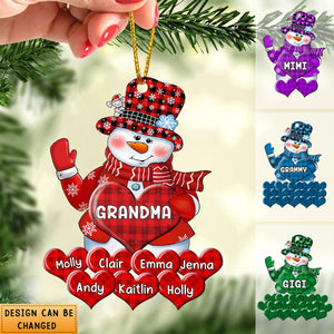 Colorful Christmas Snowman Grandma Mom Little Heart Kids- Personalized Ornament