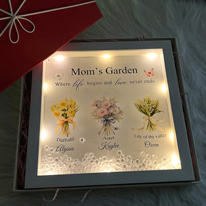 Customized Mom's Garden Birth Flower Light Frame Box