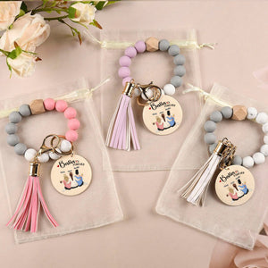 Personalized Silicone Wristlet Keychain Bracelet - Besties Forever Sitting Together