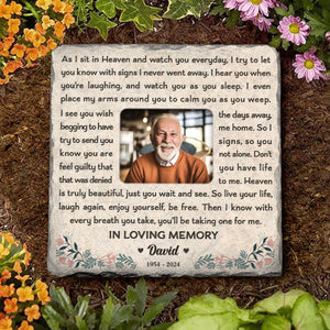 Personalized Memorial Gift For Loss Of Loved One As I Sit In Heaven Stone