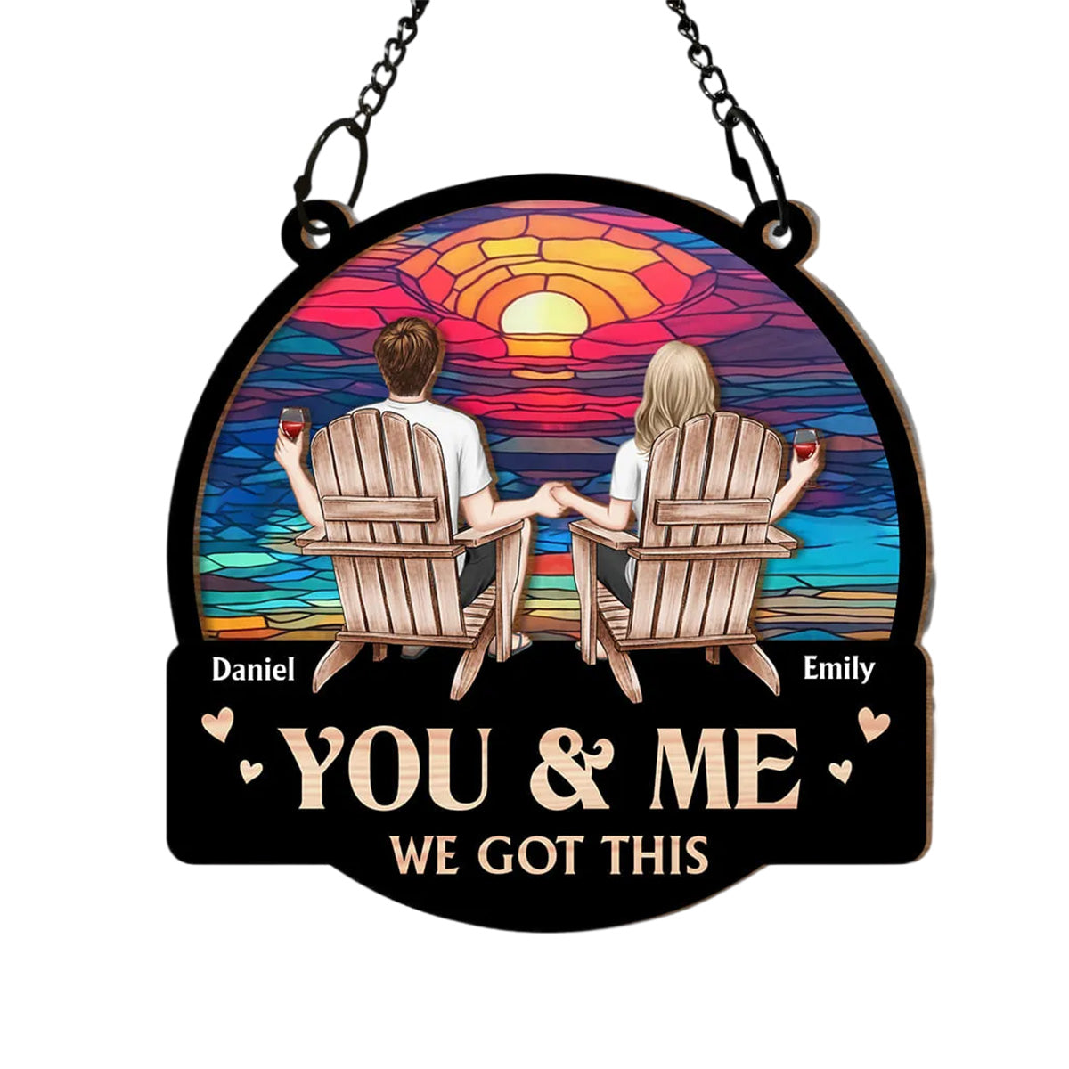 Personalized Gift For Couple You And Me We Got This Acrylic Mix Wood Suncatcher Ornament